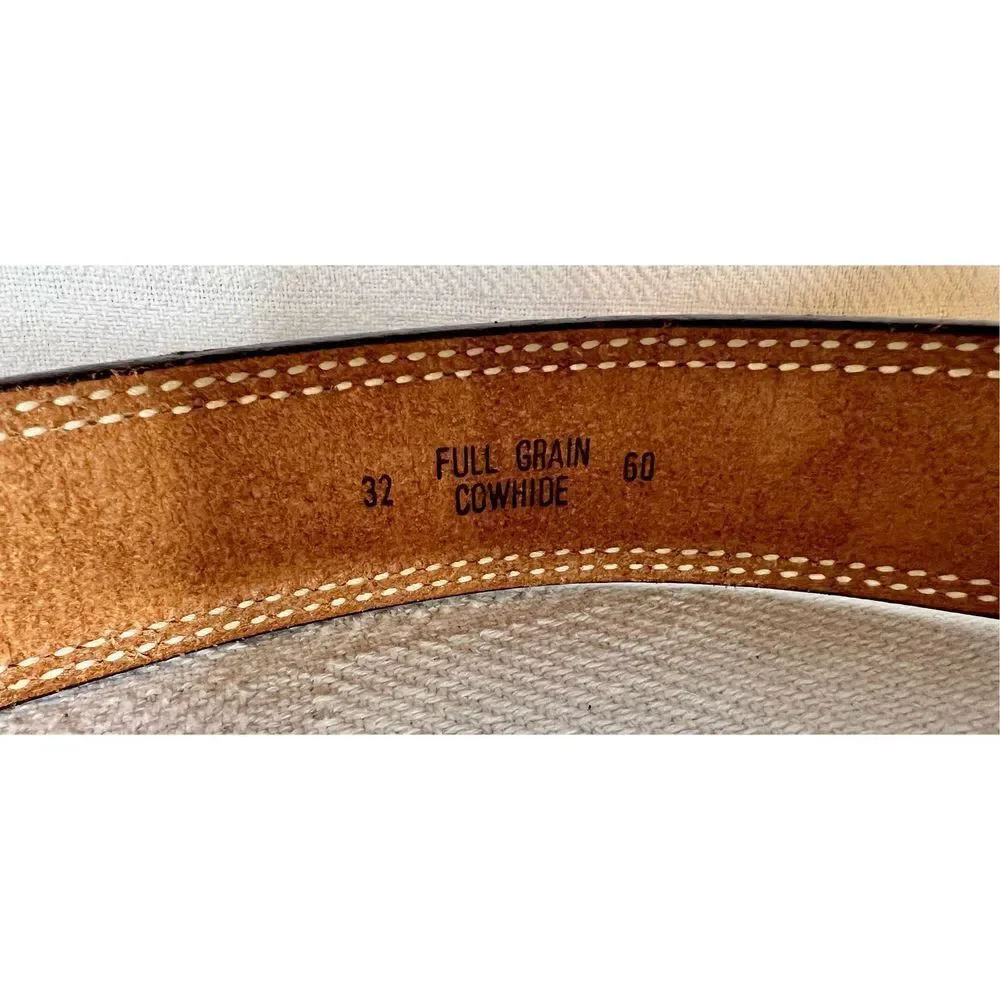 Vintage Western Tooled Leather Belt Pine Pattern& LINDA Across Middle Back Sz 32